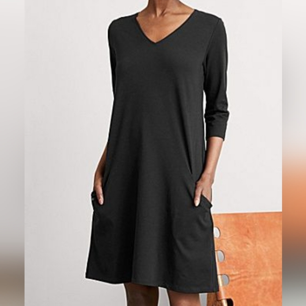 EILEEN FISHER Gray Organic-Cotton-Jersey A-Line Dress Sz XXS